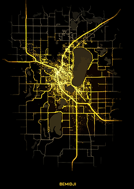 Bemidji City Map - Golden Glow