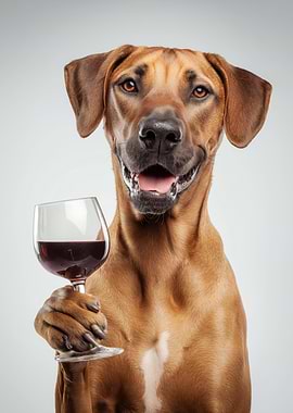 Rhodesian Ridgeback with Wine Glass Portrait