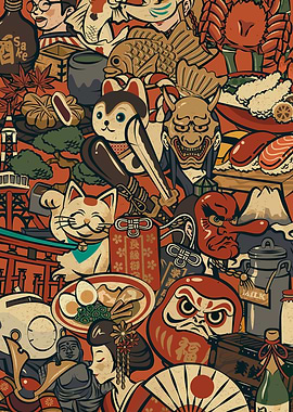 Japanese Culture Collage Illustration