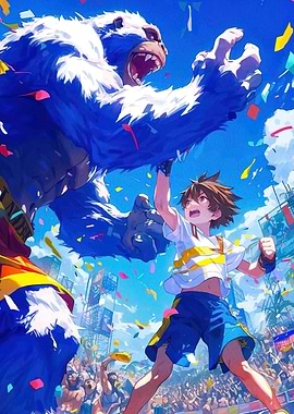 Anime Boy Gorilla Celebration