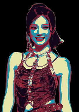 Ningning Aespa Pop Art Portrait of a Smiling