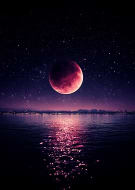 Blood Moon over Water