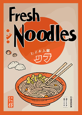 Fresh Noodles Japanese Style Illustration