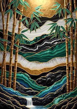 Bamboo Forest Agate Landscape Art