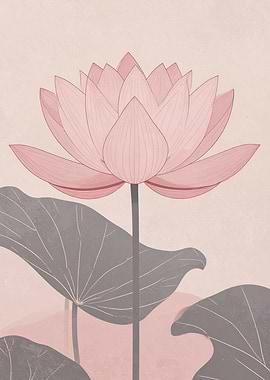 Pink Lotus Flower Illustration