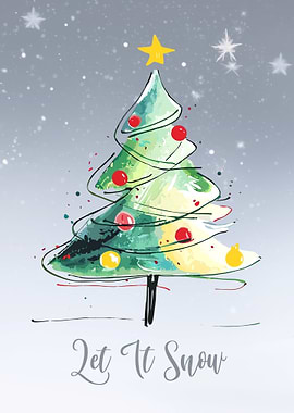 Let It Snow Christmas Tree with Snowfall