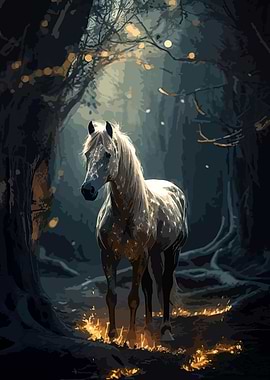 Horse in Enchanted Forest
