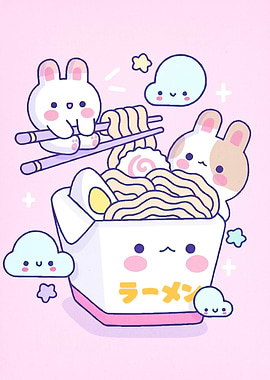 Cute Ramen Bunnies Clouds