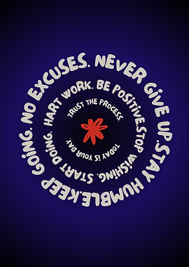 Inspirational Circular Text Art on Blue