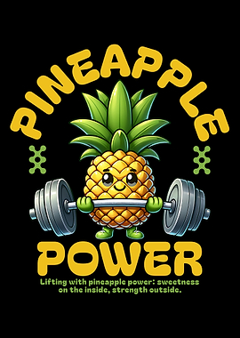 Pineapple Cartoon Lifting Weights