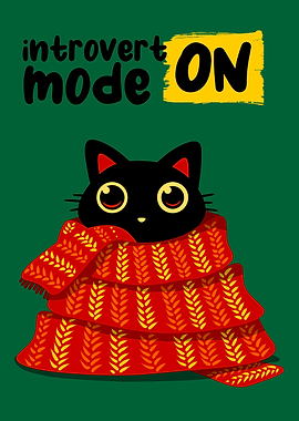 Introvert Mode ON – Cozy Cat Wrapped in Scarf