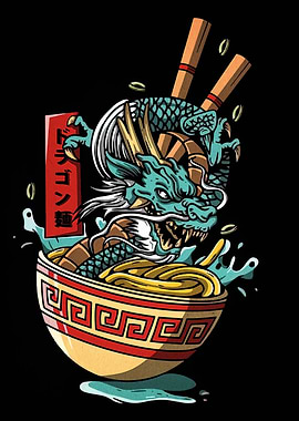 Dragon Ramen Bowl Illustration