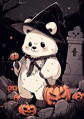 Halloween Bear with Witch Hat