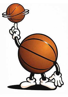 Cartoon Basketball Character Spinning Ball