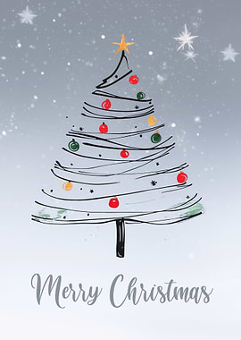 Merry Christmas Tree Sketch