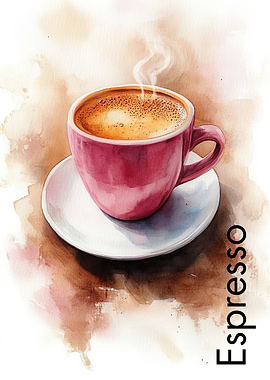 Espresso Watercolor Painting | Minimalist Coffee Art