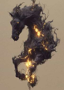 Abstract Horse with Golden Light