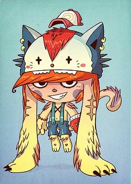Cartoon Character with Cat Hat