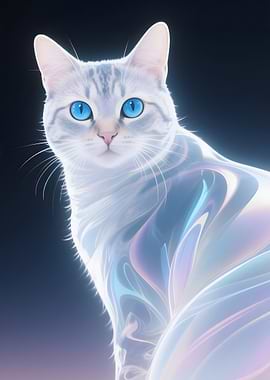 Elegant Cat Portrait with Translucent Glass Body