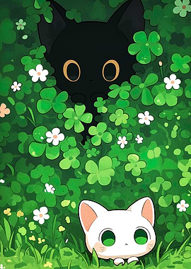 Cute Cats in Clover Field