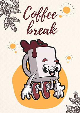 Coffee Break Cartoon Illustration