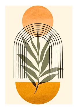 Abstract Botanical Art with Geometric Shapes