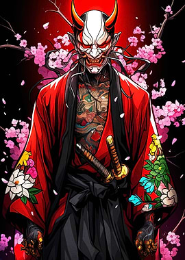 Oni Warrior with Cherry Blossoms