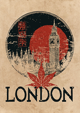 London Japanese Style Art Print