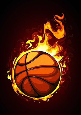 Flaming Basketball Illustration