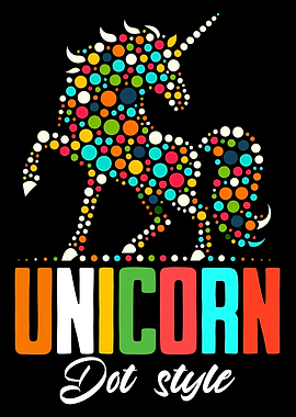 Colorful Unicorn Dot Art