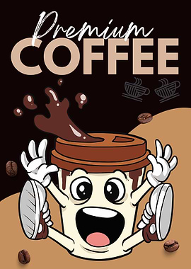 Premium Coffee Cartoon Character