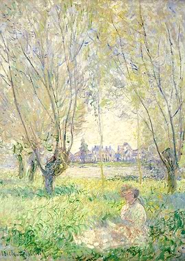 Impressionist Landscape with Figure and Trees by claude monet