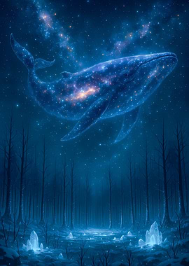 Celestial Whale Over Forest