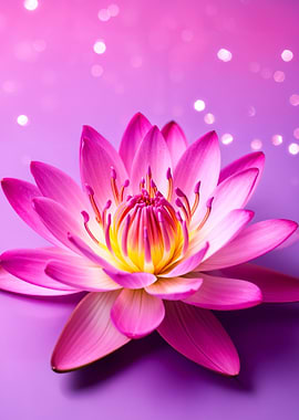 Pink Lotus Flower on Purple Background