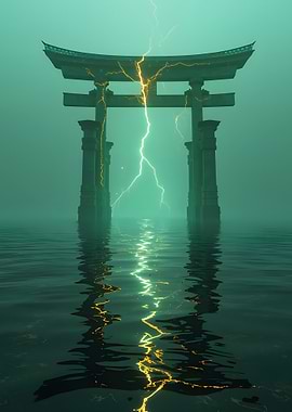 Torii Gate Lightning Strike Reflection