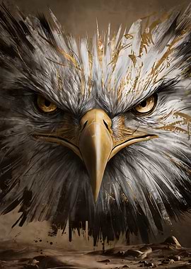 Eagle Portrait with Golden Accents