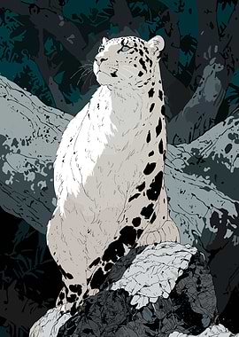 Snow Leopard in the Forest