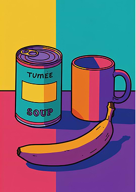 Colorful Still Life with Soup and Banana