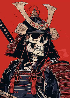 Samurai Skeleton Warrior Illustration