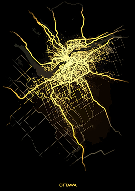 Ottawa City Map - Golden Lines