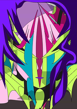 Abstract Face with Purple Hair