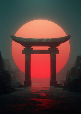 Stylish Torii Gate Sunset