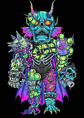 Colorful Monster Character Illustration on Black