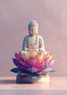Buddha Statue In Lotus Flower