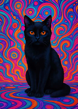 Black Cat Psychedelic Art