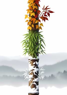Four Seasons Bamboo Forest Illustration