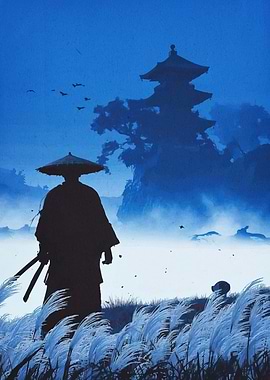 Samurai Silhouette Pagoda