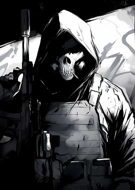 Skull Masked Soldier with Rifle
