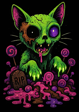 Zombie Cat with Lollipops