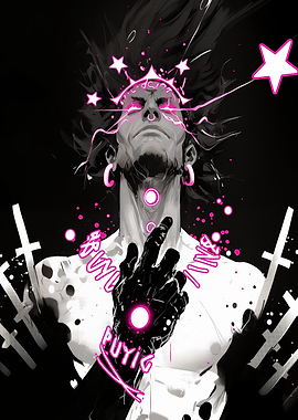 Monochrome Figure with Pink Accents